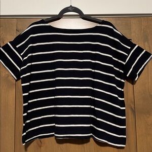 Eileen Fisher Boxy Cropped Striped Organic Cotton T-Shirt Top Tee Womens M
